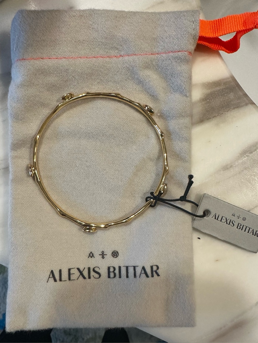 Alexis Bittar Gold Sculpted Bamboo-Accented Bangle